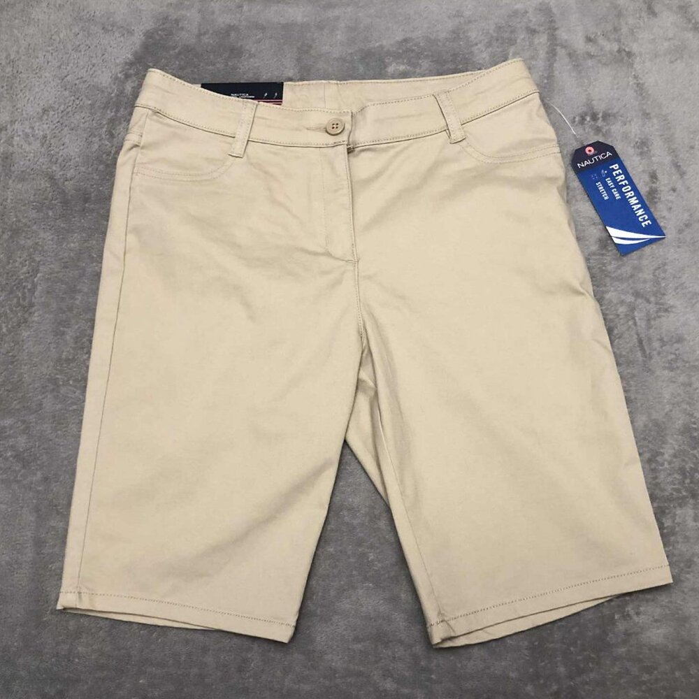 Nautica School Uniform Stretch Bermuda Shorts | Size 5 | Khaki | NWT